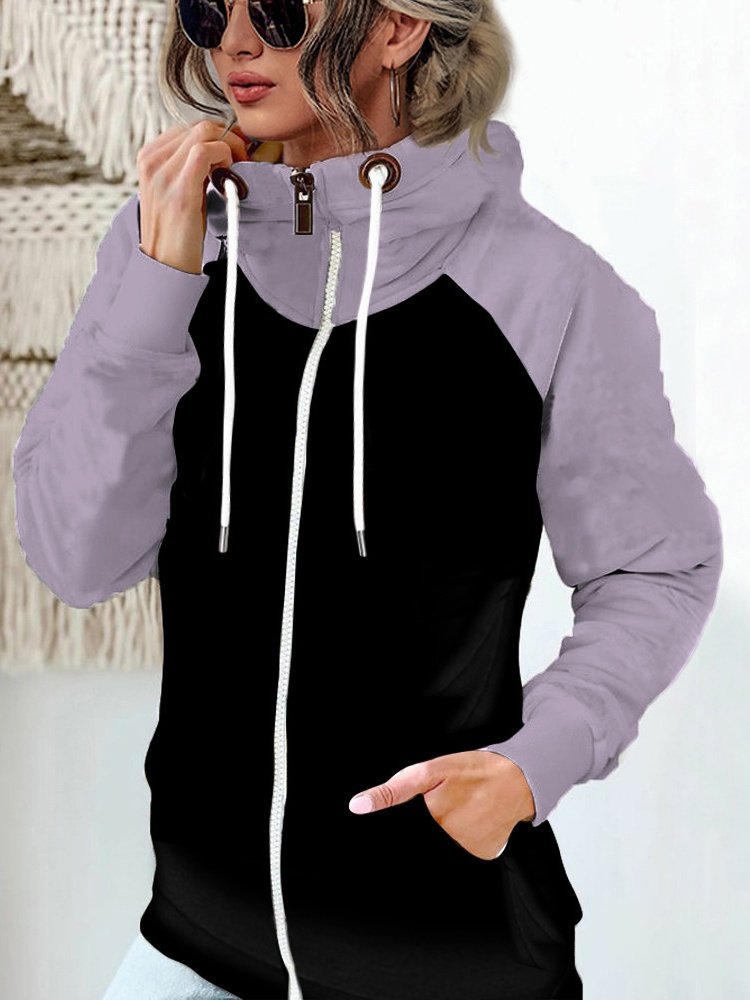Damen Frühling/Herbst Oberbekleidung Retro Nahtverarbeitung Unifarben Langarm Stehkragen Jacke