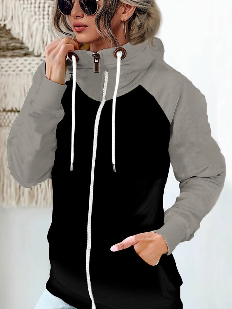 Damen Frühling/Herbst Oberbekleidung Retro Nahtverarbeitung Unifarben Langarm Stehkragen Jacke