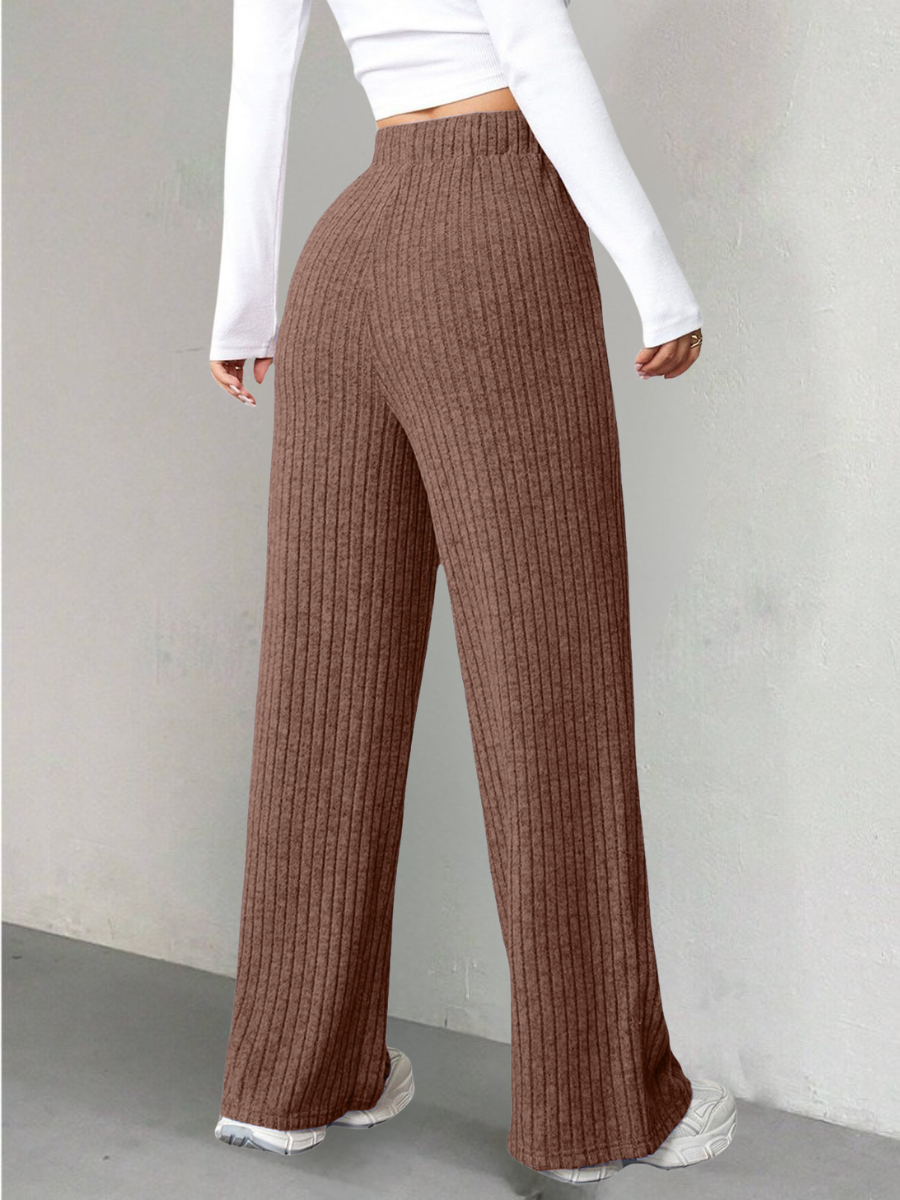 Damen Unifarben Lang Elastische Taille Hose Lässig Frühling/Herbst Hose