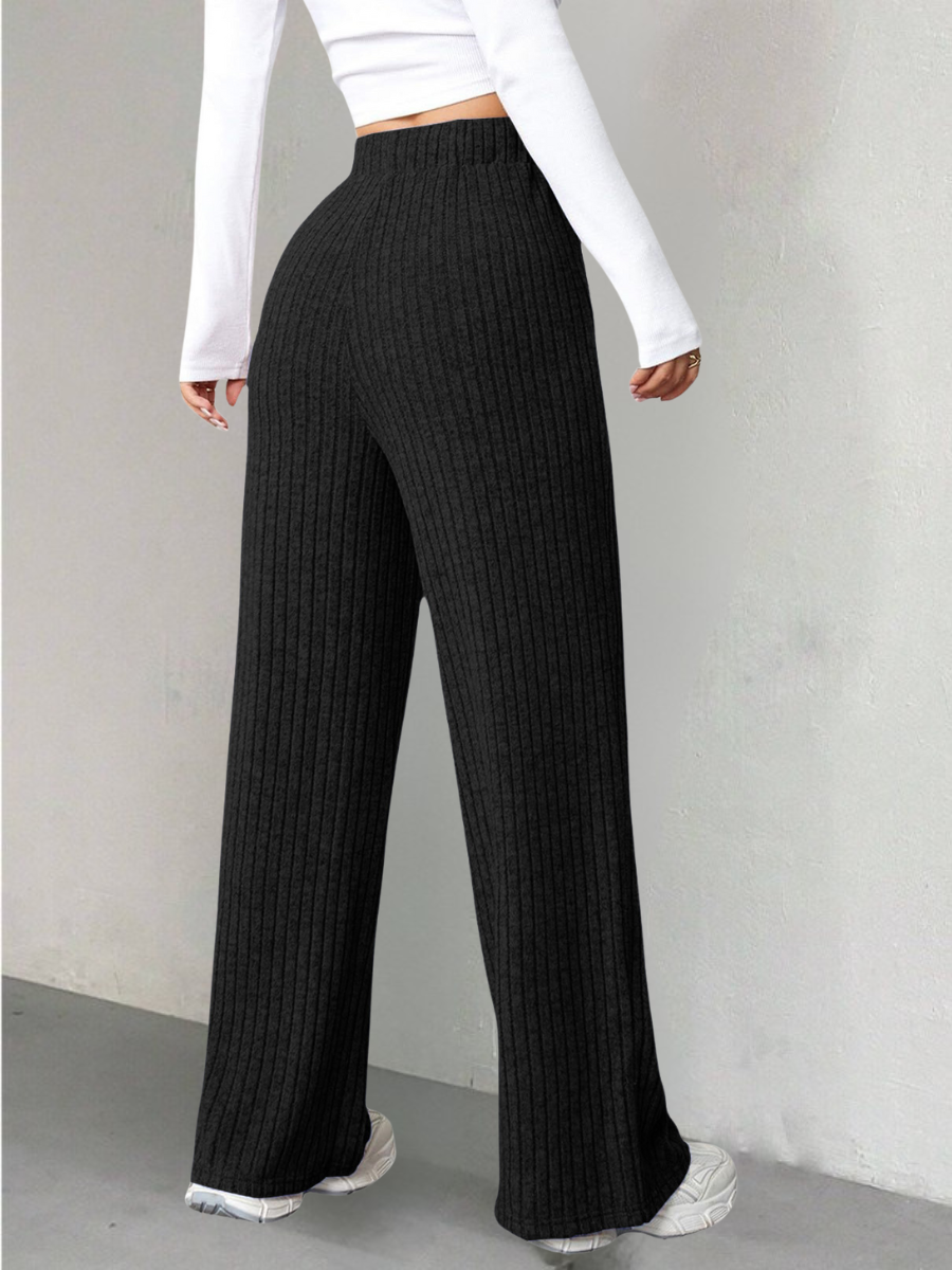 Damen Unifarben Lang Elastische Taille Hose Lässig Frühling/Herbst Hose