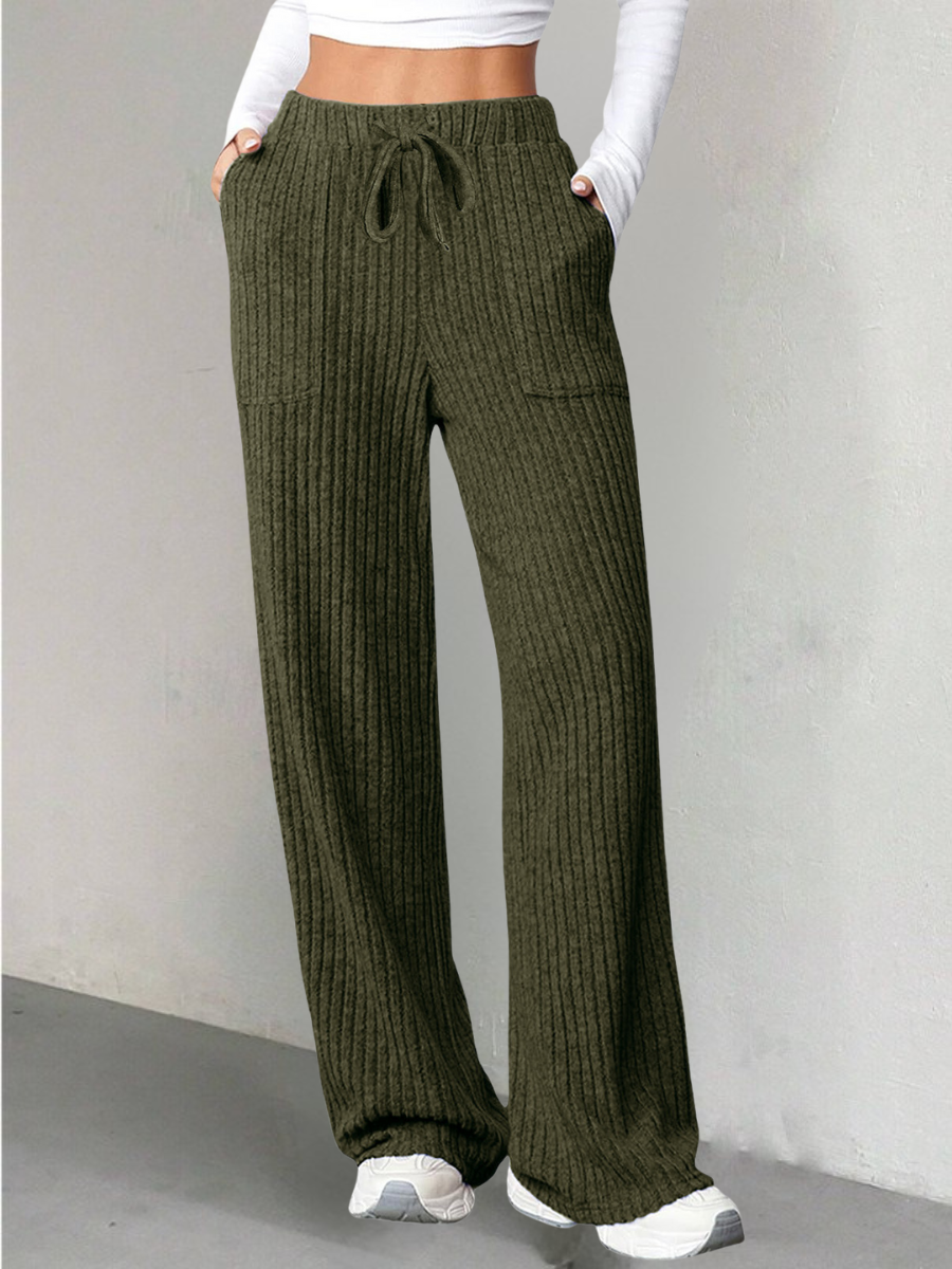 Damen Unifarben Lang Elastische Taille Hose Lässig Frühling/Herbst Hose