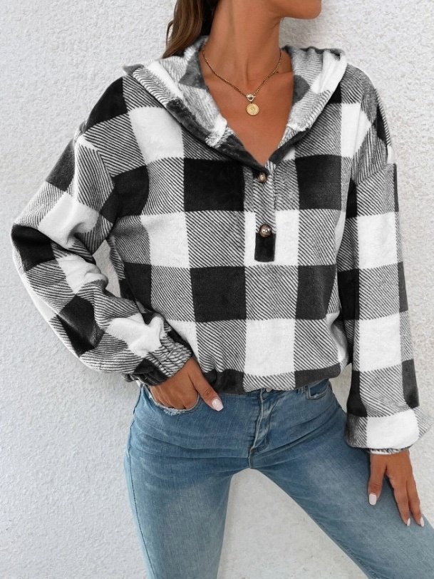 Damen Geometrisch Kapuze Print Retro Frühling/Herbst Langarm Sweatshirt