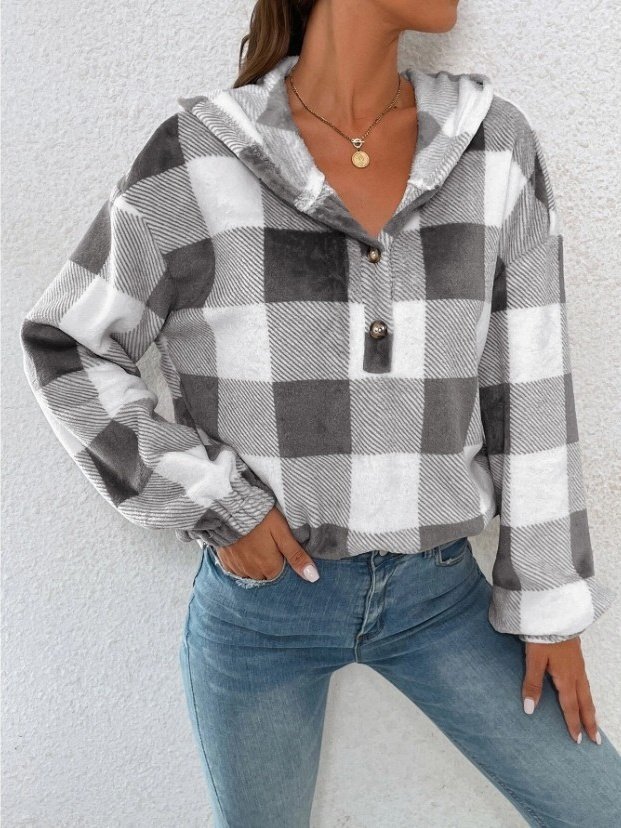 Damen Geometrisch Kapuze Print Retro Frühling/Herbst Langarm Sweatshirt