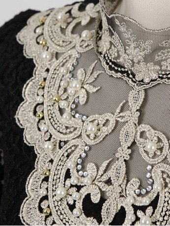 Damen Geblümt Langarm T-Shirts T-Shirt Stehkragen Perlen Retro Frühling/Herbst Oberteile