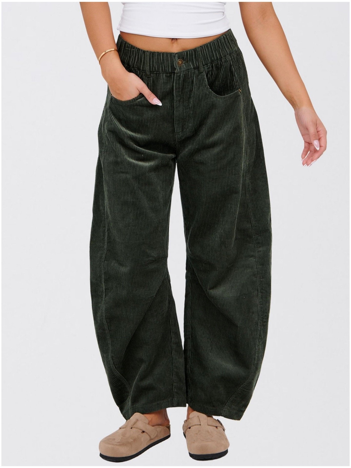 Damen Unifarben Lang Elastische Taille Hose Lässig Frühling/Herbst Hose