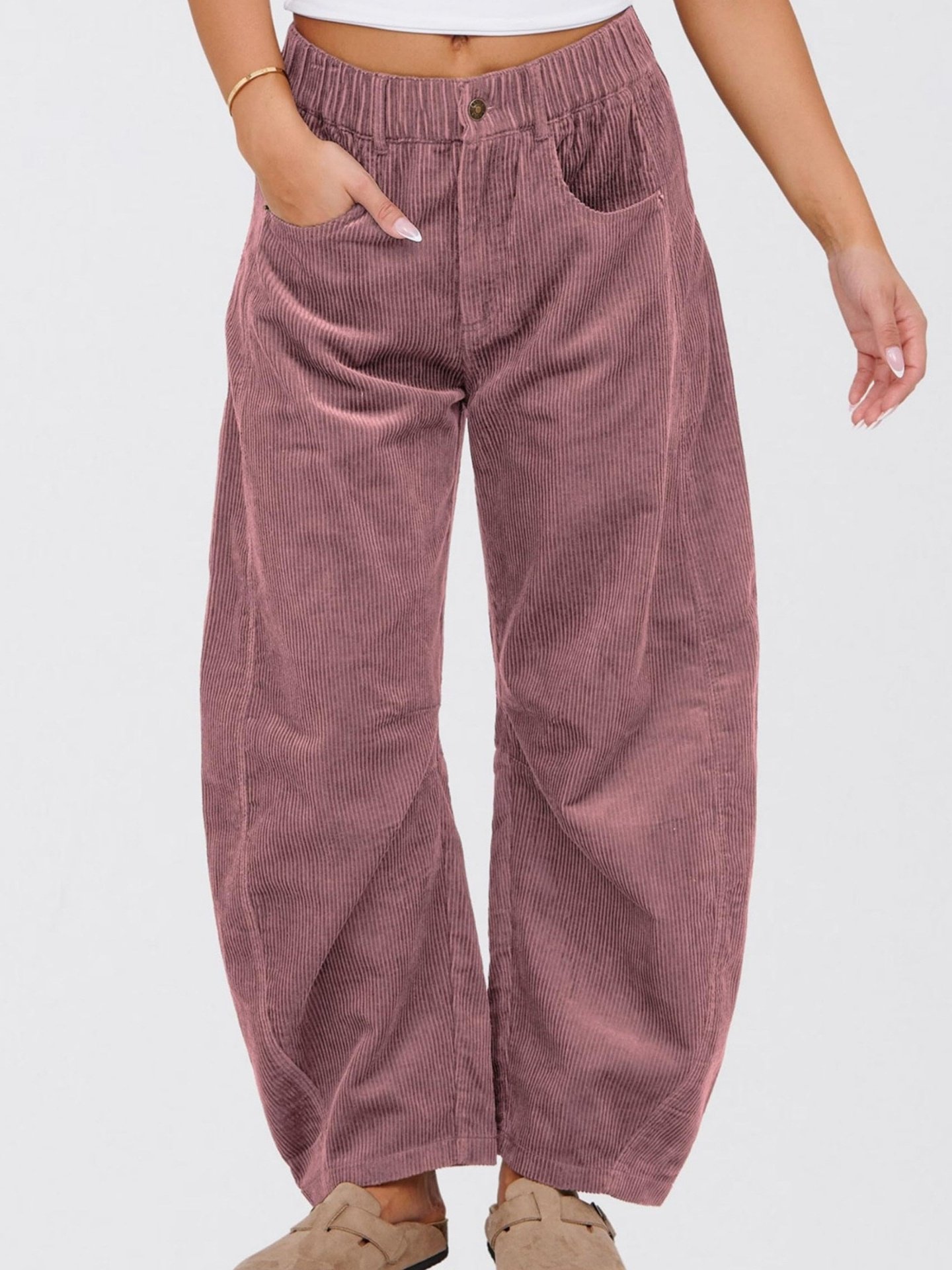 Damen Unifarben Lang Elastische Taille Hose Lässig Frühling/Herbst Hose