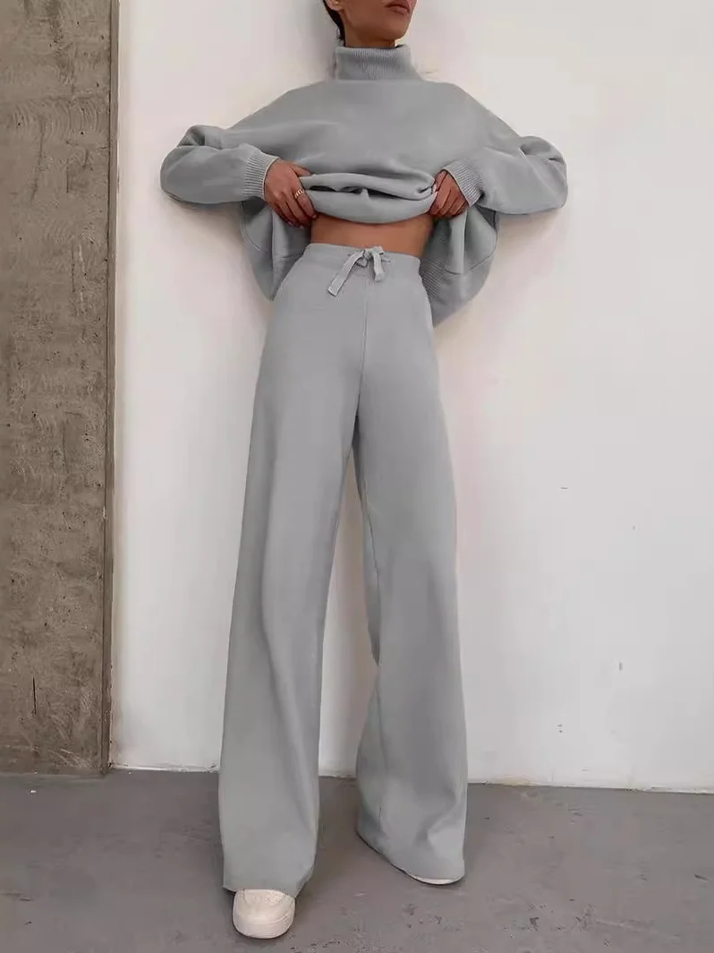 Damen Unifarben Schnürung Zweiteiliges Set Täglich Langarm Lässig Frühling/Herbst Bluse mit Hose Matching Set