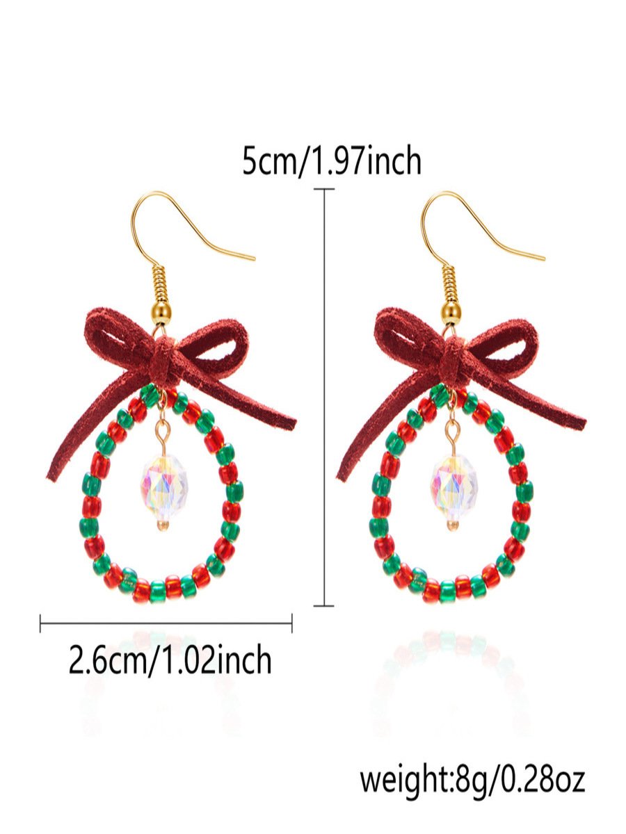 Handgemachte Weihnachten Party Hirse Korn Ohrringe Schleife Fashion Kranz Ohrringe