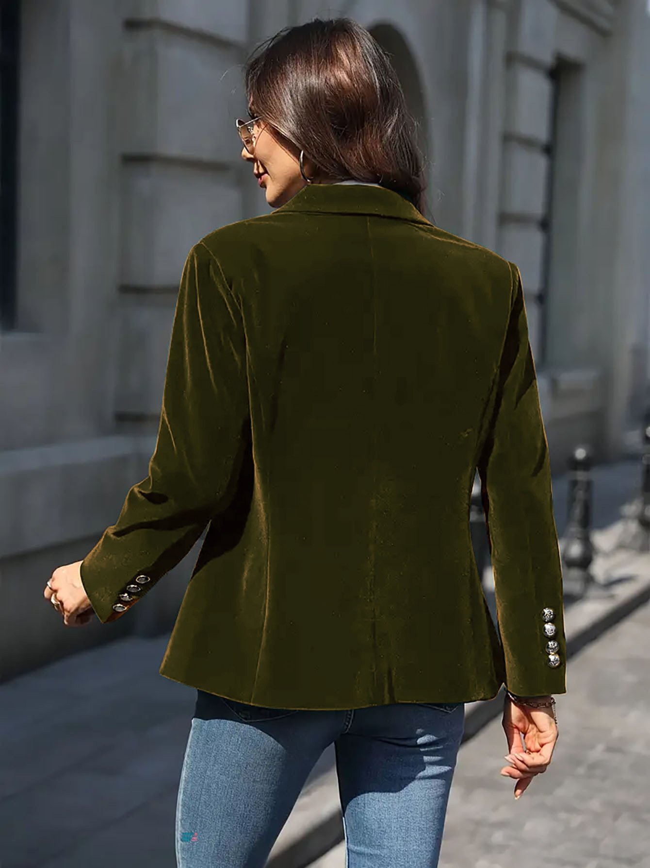 Damen Unifarben Frühling/Herbst Oberbekleidung Retro Nahtverarbeitung Langarm Reverskragen Regelmäßig Blazer