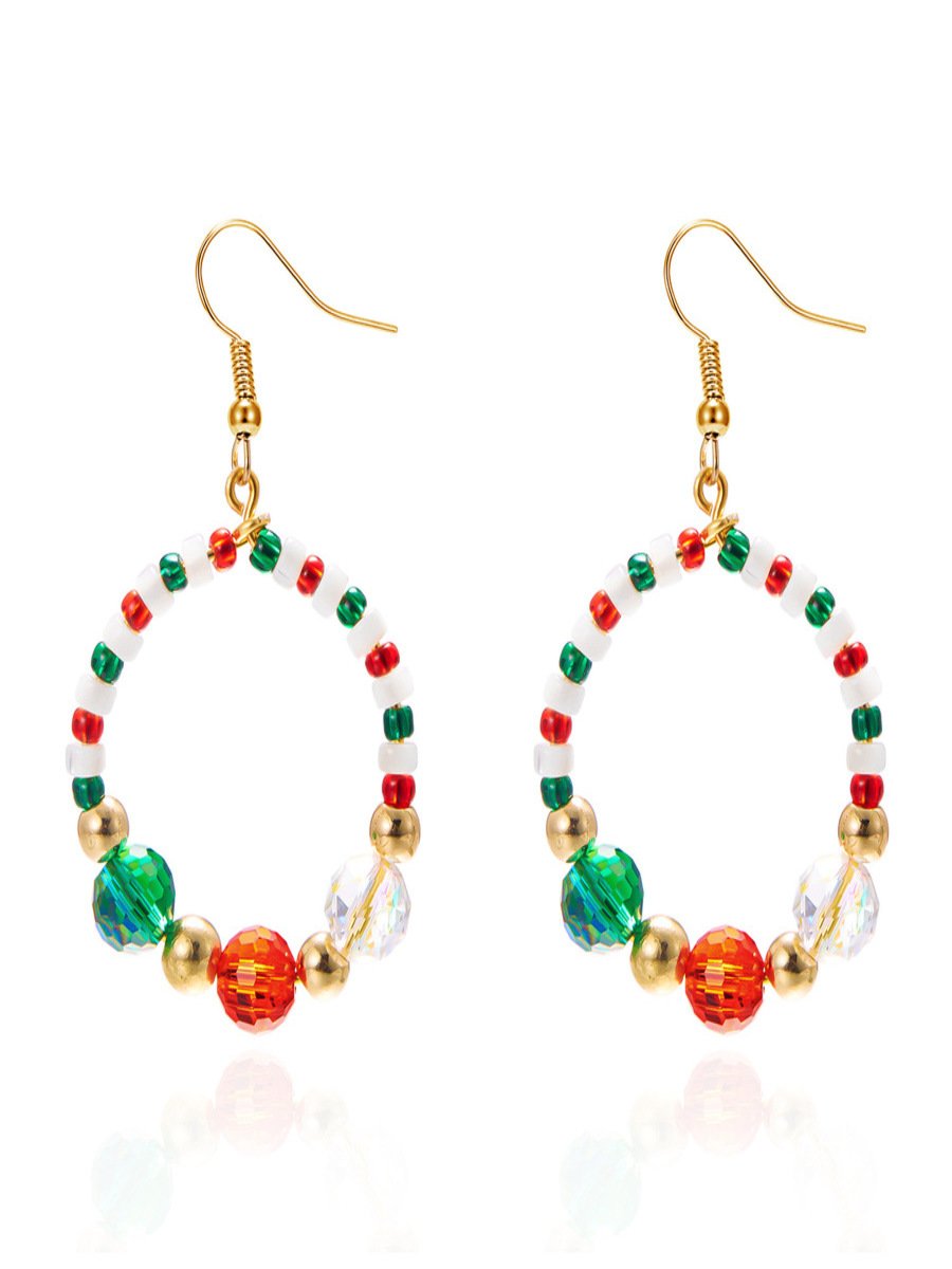 Handgemachte Weihnachten Party Hirse Korn Ohrringe Schleife Fashion Kranz Ohrringe