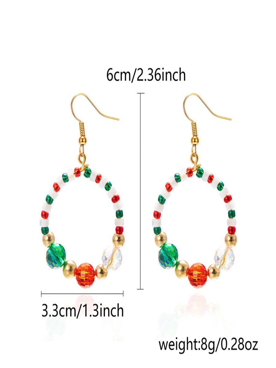 Handgemachte Weihnachten Party Hirse Korn Ohrringe Schleife Fashion Kranz Ohrringe