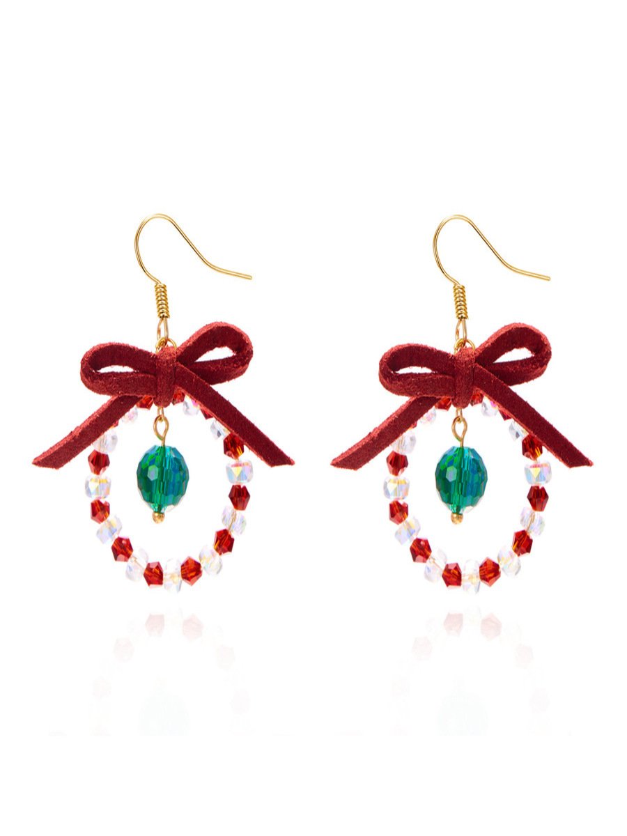 Handgemachte Weihnachten Party Hirse Korn Ohrringe Schleife Fashion Kranz Ohrringe