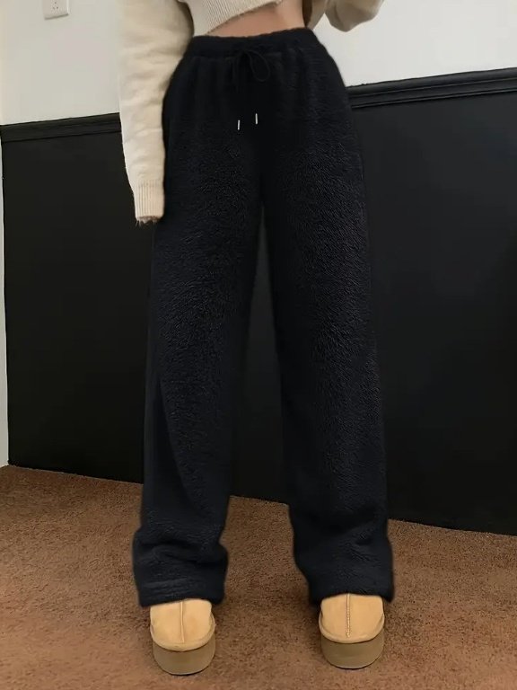 Damen Unifarben Lang Elastische Taille Hose Lässig Frühling/Herbst Hose
