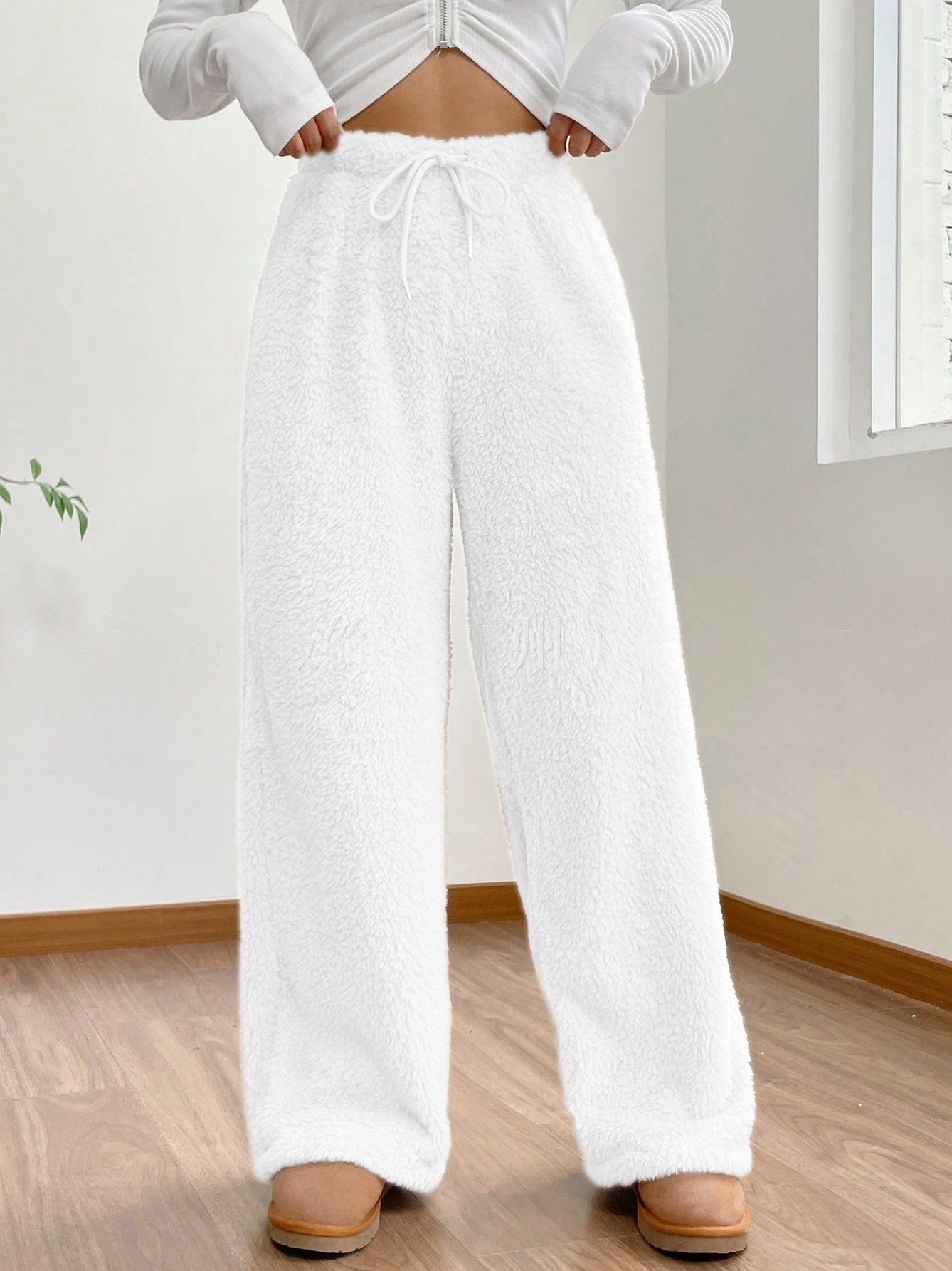 Damen Unifarben Lang Elastische Taille Hose Lässig Frühling/Herbst Hose