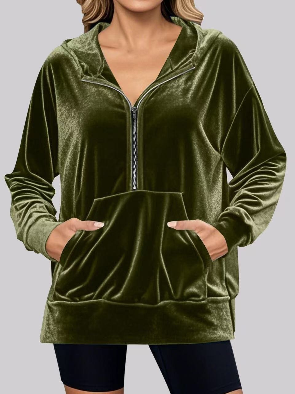 Damen Unifarben Stehkragen Nahtverarbeitung Lässig Frühling/Herbst Langarm Sweatshirt