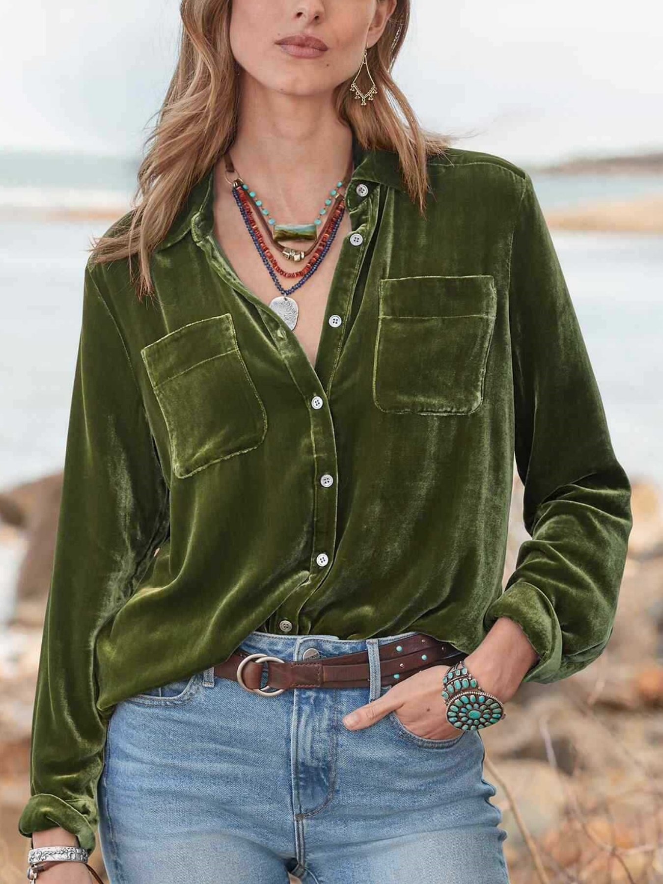 Damen Unifarben Halbarm Bluse Sommer Nahtverarbeitung Schalkragen Täglich Retro Oberteile