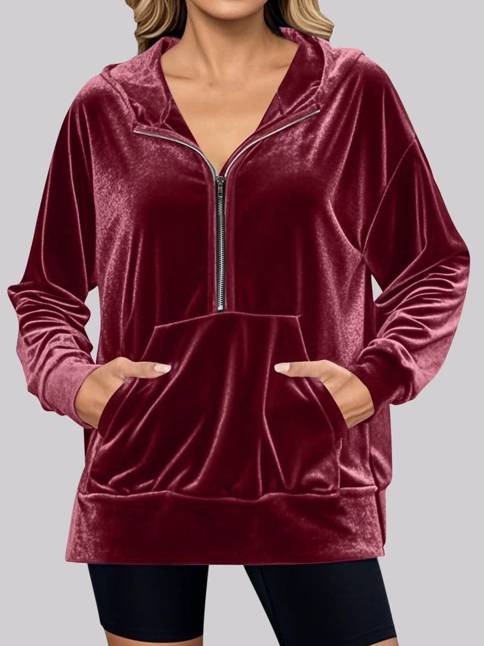 Damen Unifarben Stehkragen Nahtverarbeitung Lässig Frühling/Herbst Langarm Sweatshirt