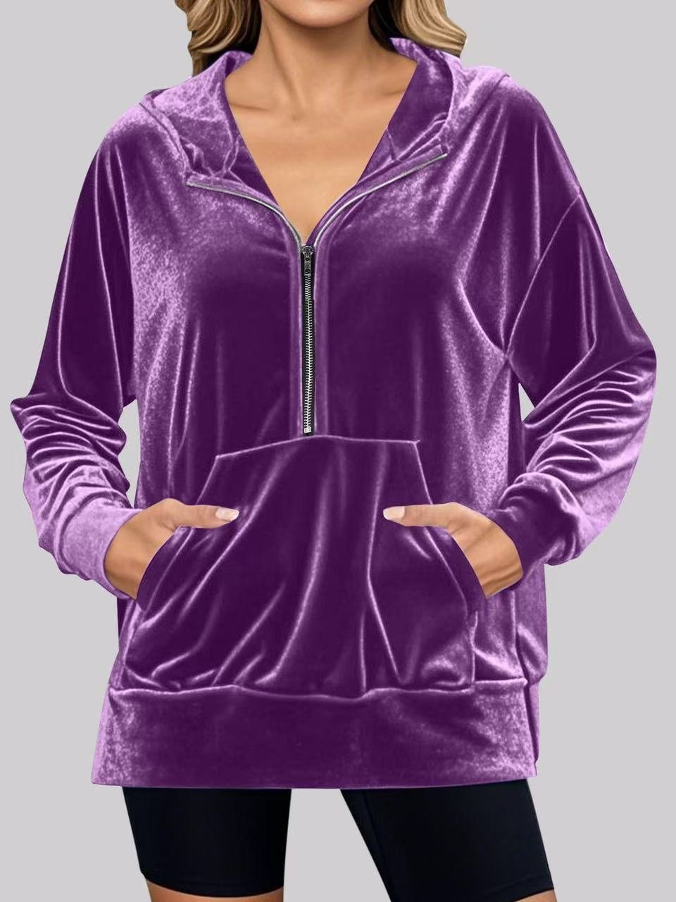 Damen Unifarben Stehkragen Nahtverarbeitung Lässig Frühling/Herbst Langarm Sweatshirt