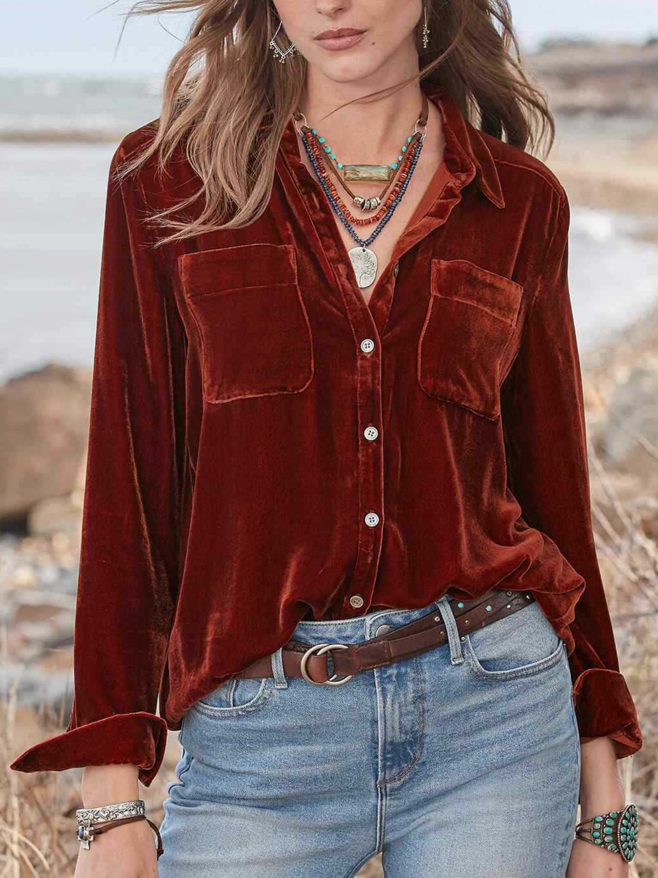 Damen Unifarben Halbarm Bluse Sommer Nahtverarbeitung Schalkragen Täglich Retro Oberteile