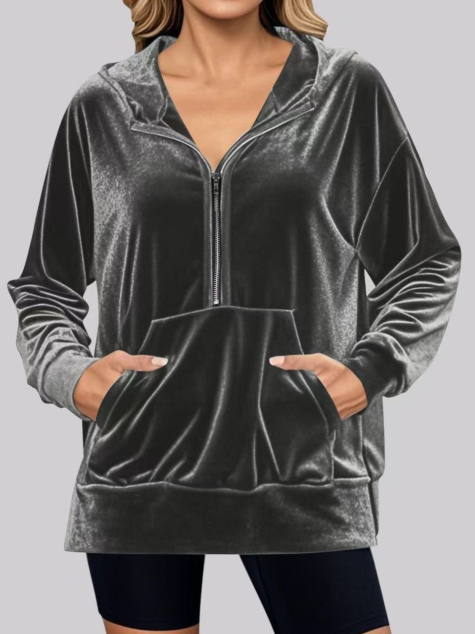 Damen Unifarben Stehkragen Nahtverarbeitung Lässig Frühling/Herbst Langarm Sweatshirt