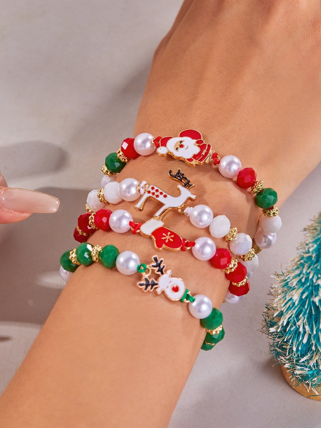 Weihnachten Polymer Ton Armband Weihnachten Bunt Weihnachtsmann Schneeflocke Schneemann Armband Weihnachten Armband Set