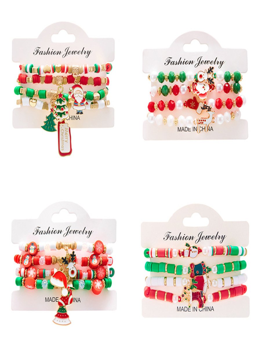 Weihnachten Polymer Ton Armband Weihnachten Bunt Weihnachtsmann Schneeflocke Schneemann Armband Weihnachten Armband Set