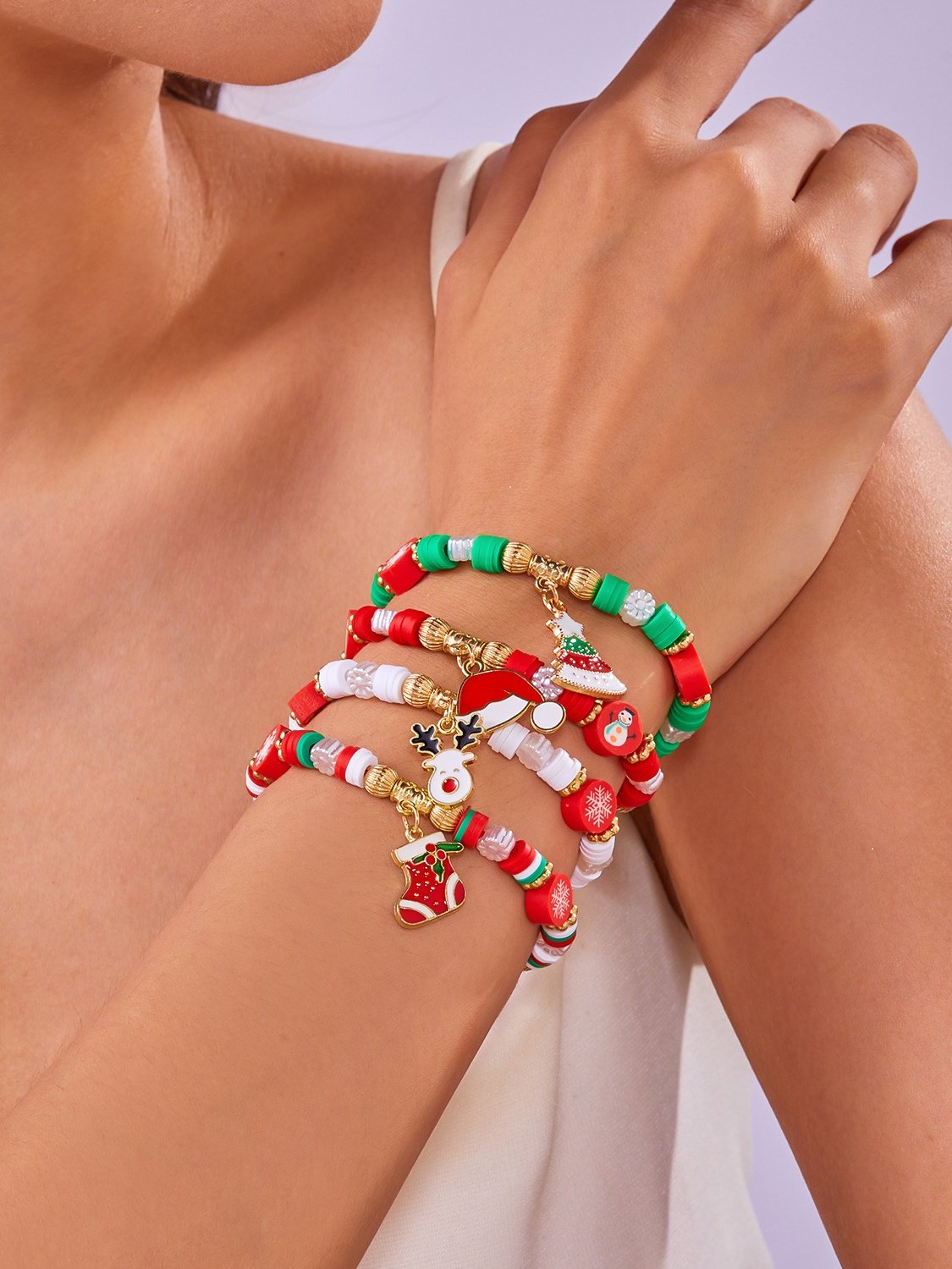 Weihnachten Polymer Ton Armband Weihnachten Bunt Weihnachtsmann Schneeflocke Schneemann Armband Weihnachten Armband Set