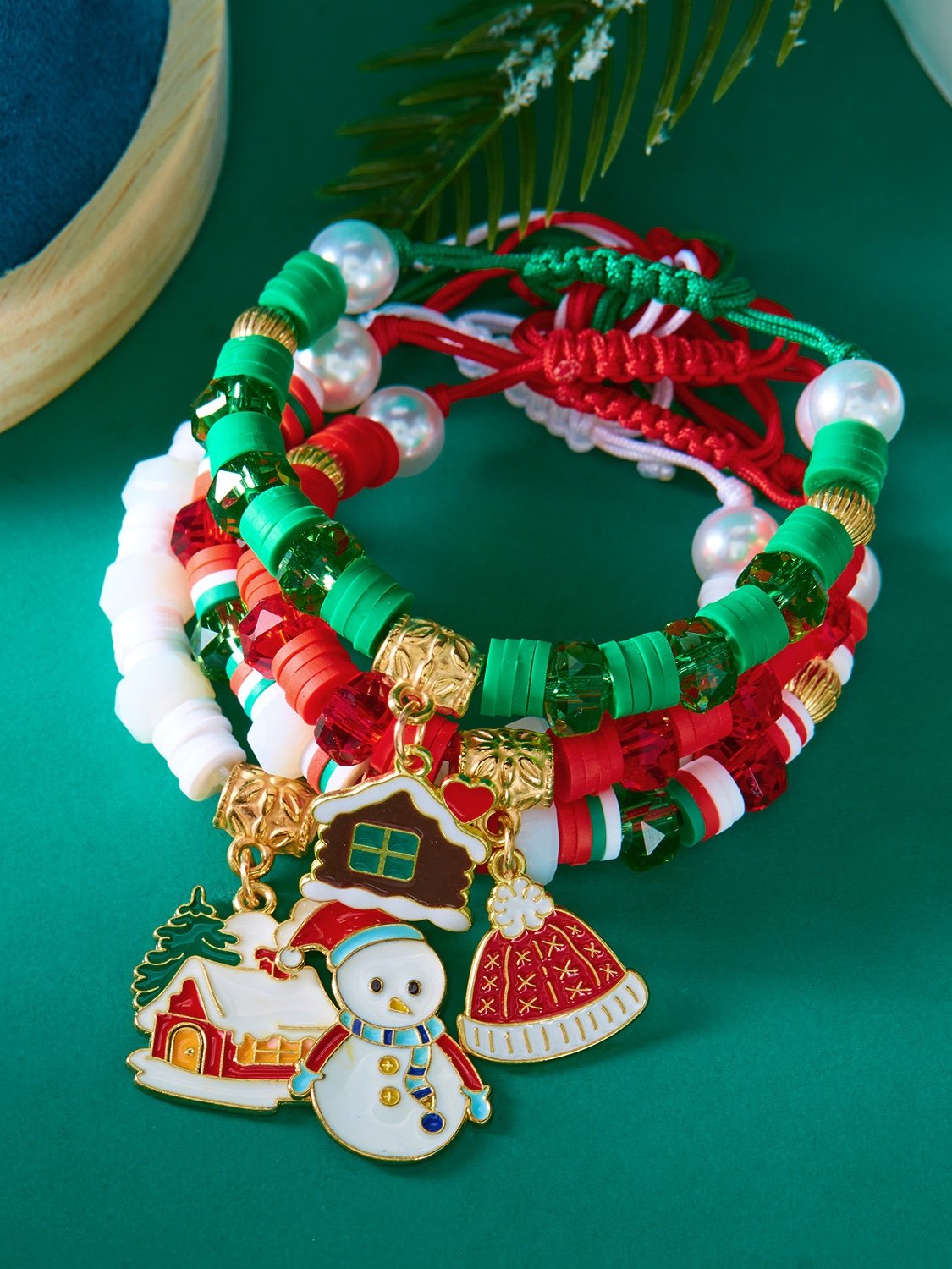 Weihnachten Polymer Ton Armband Weihnachten Bunt Weihnachtsmann Schneeflocke Schneemann Armband Weihnachten Armband Set