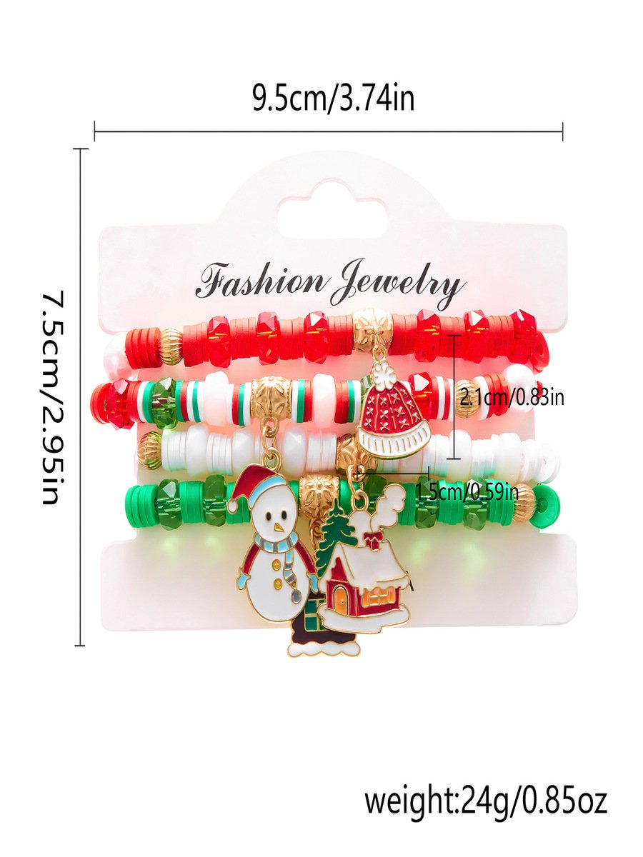 Weihnachten Polymer Ton Armband Weihnachten Bunt Weihnachtsmann Schneeflocke Schneemann Armband Weihnachten Armband Set