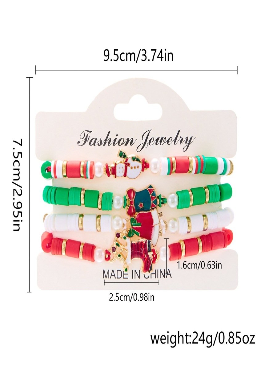 Weihnachten Polymer Ton Armband Weihnachten Bunt Weihnachtsmann Schneeflocke Schneemann Armband Weihnachten Armband Set