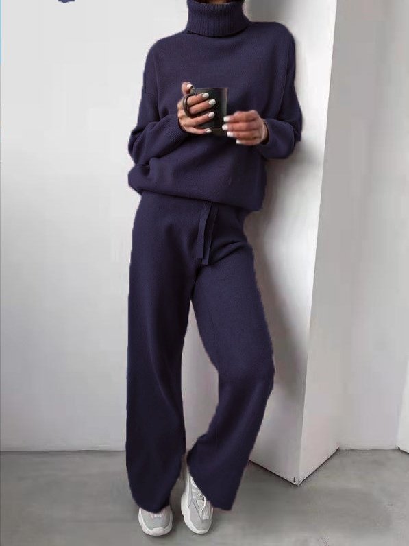 Damen Unifarben Nahtverarbeitung Zweiteiliges Set Täglich Langarm Lässig Frühling/Herbst Bluse mit Hose Matching Set