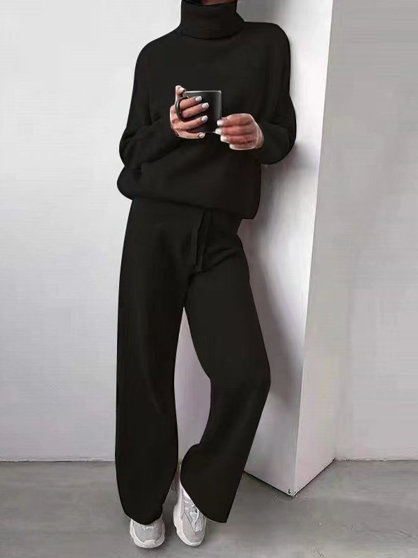 Damen Unifarben Nahtverarbeitung Zweiteiliges Set Täglich Langarm Lässig Frühling/Herbst Bluse mit Hose Matching Set