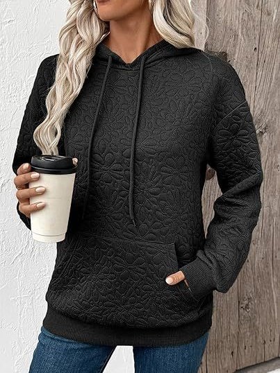 Damen Geblümt Kapuze Jacquard Lässig Frühling/Herbst Langarm Sweatshirt