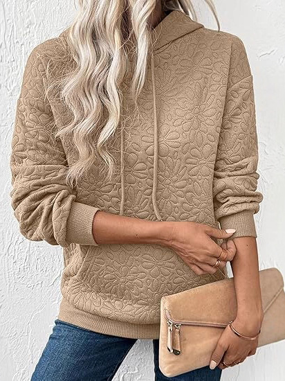Damen Geblümt Kapuze Jacquard Lässig Frühling/Herbst Langarm Sweatshirt
