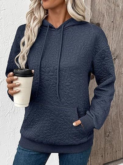 Damen Geblümt Kapuze Jacquard Lässig Frühling/Herbst Langarm Sweatshirt