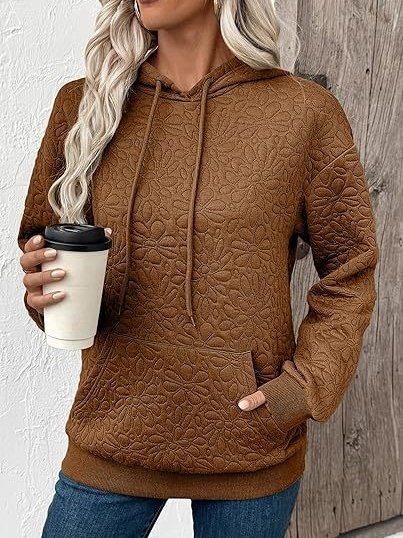 Damen Geblümt Kapuze Jacquard Lässig Frühling/Herbst Langarm Sweatshirt