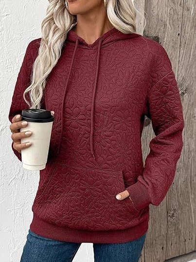 Damen Geblümt Kapuze Jacquard Lässig Frühling/Herbst Langarm Sweatshirt
