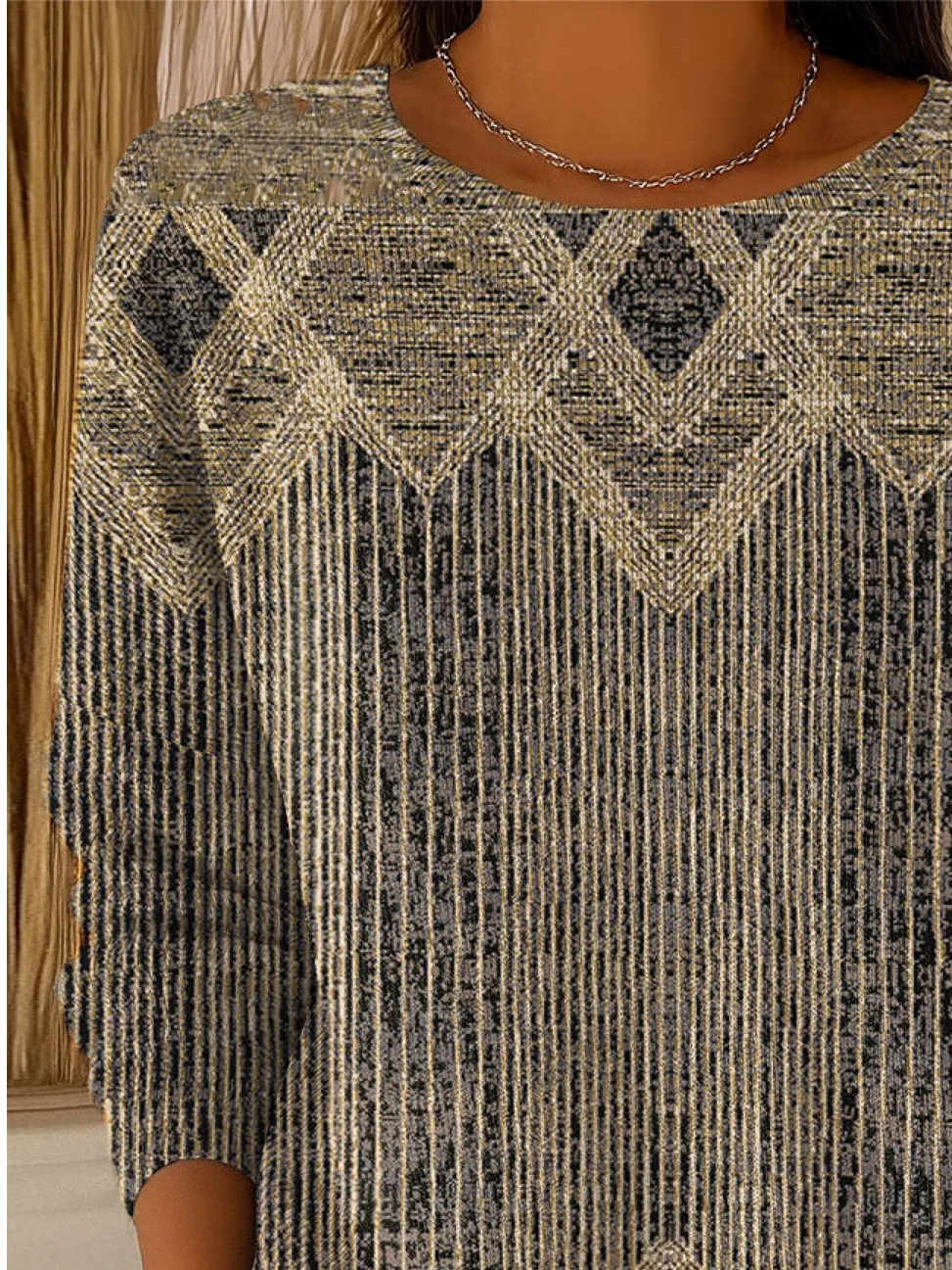 Damen Abstrakt Print Frühling/Herbst Lässig Langarm Rundhals Pullover