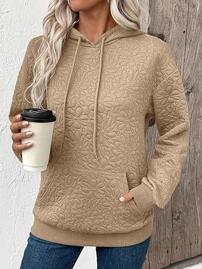 Damen Geblümt Kapuze Jacquard Lässig Frühling/Herbst Langarm Sweatshirt