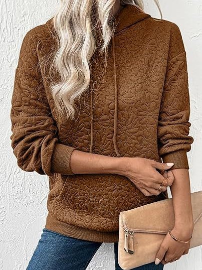 Damen Geblümt Kapuze Jacquard Lässig Frühling/Herbst Langarm Sweatshirt
