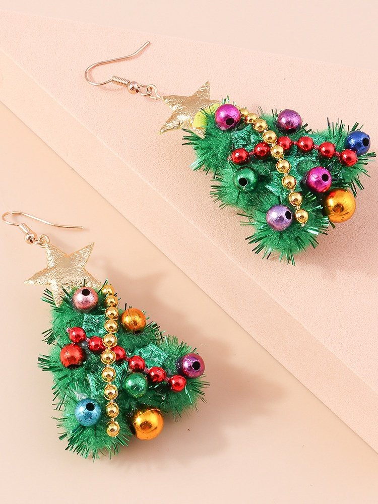 Weihnachten Bunt DIY Schmuck Weihnachtsbaum Glocke Elch Ohrringe Persönlichkeit Felt Ohrringe