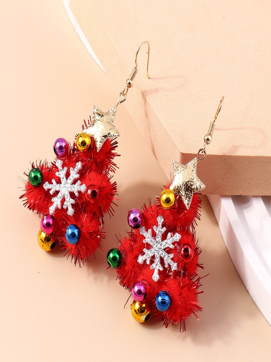 Weihnachten Bunt DIY Schmuck Weihnachtsbaum Glocke Elch Ohrringe Persönlichkeit Felt Ohrringe