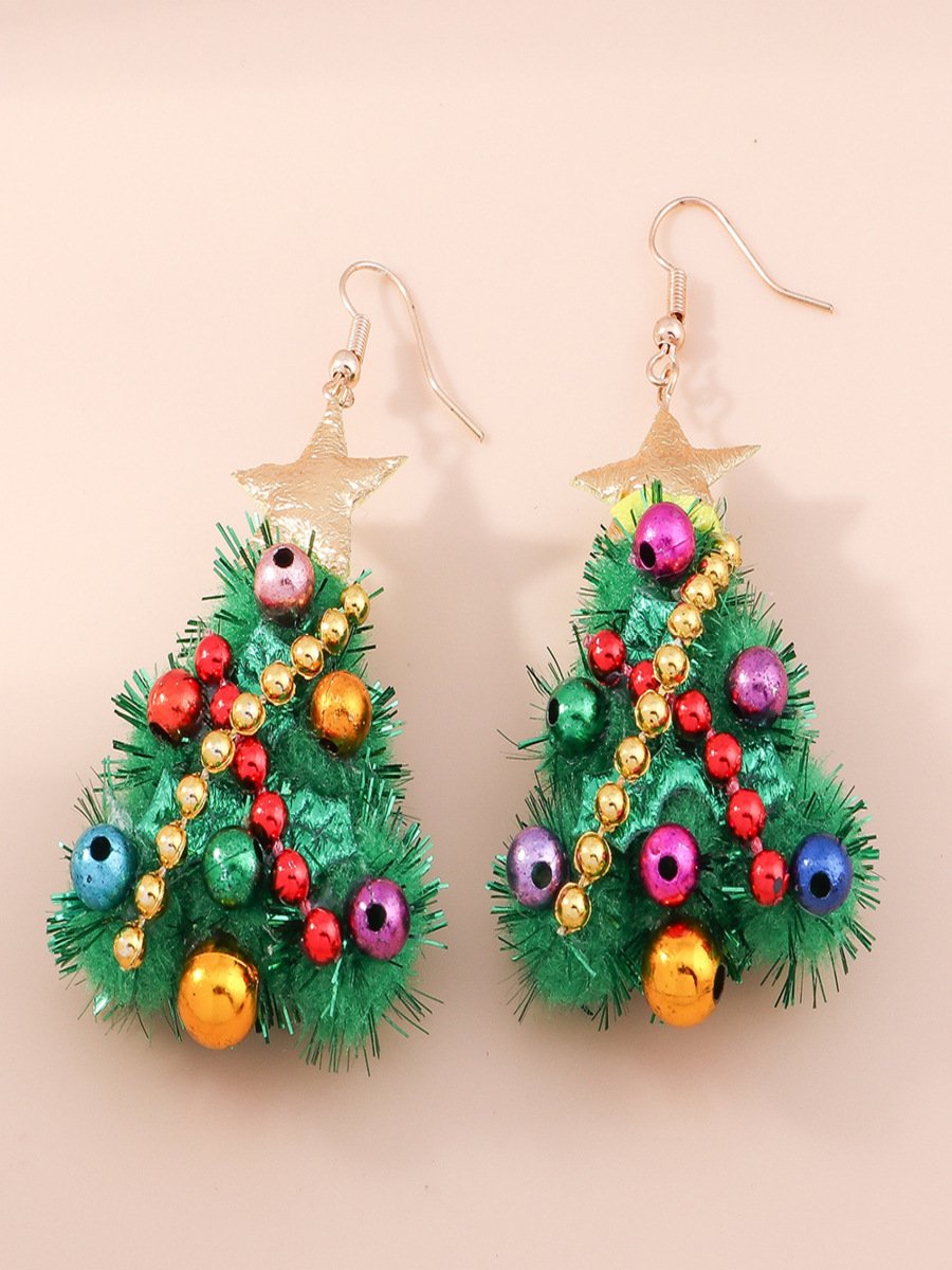 Weihnachten Bunt DIY Schmuck Weihnachtsbaum Glocke Elch Ohrringe Persönlichkeit Felt Ohrringe