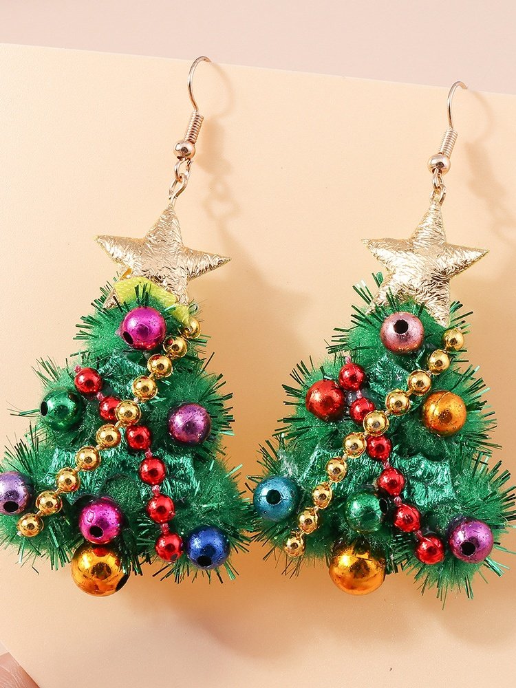 Weihnachten Bunt DIY Schmuck Weihnachtsbaum Glocke Elch Ohrringe Persönlichkeit Felt Ohrringe