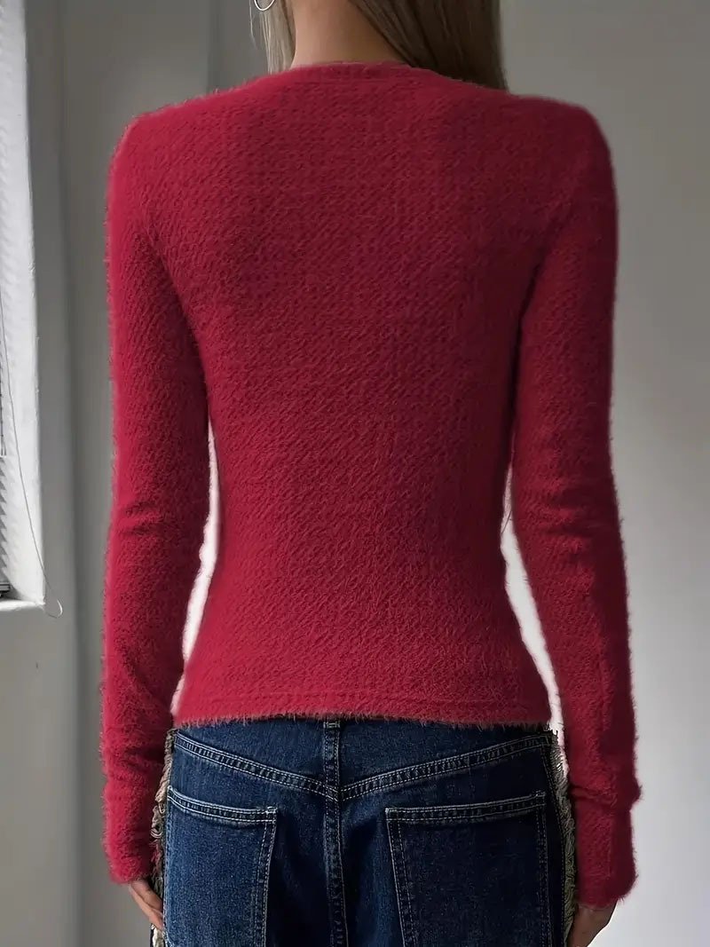 Damen Unifarben Langarm T-Shirts T-Shirt Rundhals Nahtverarbeitung Lässig Frühling/Herbst Oberteile