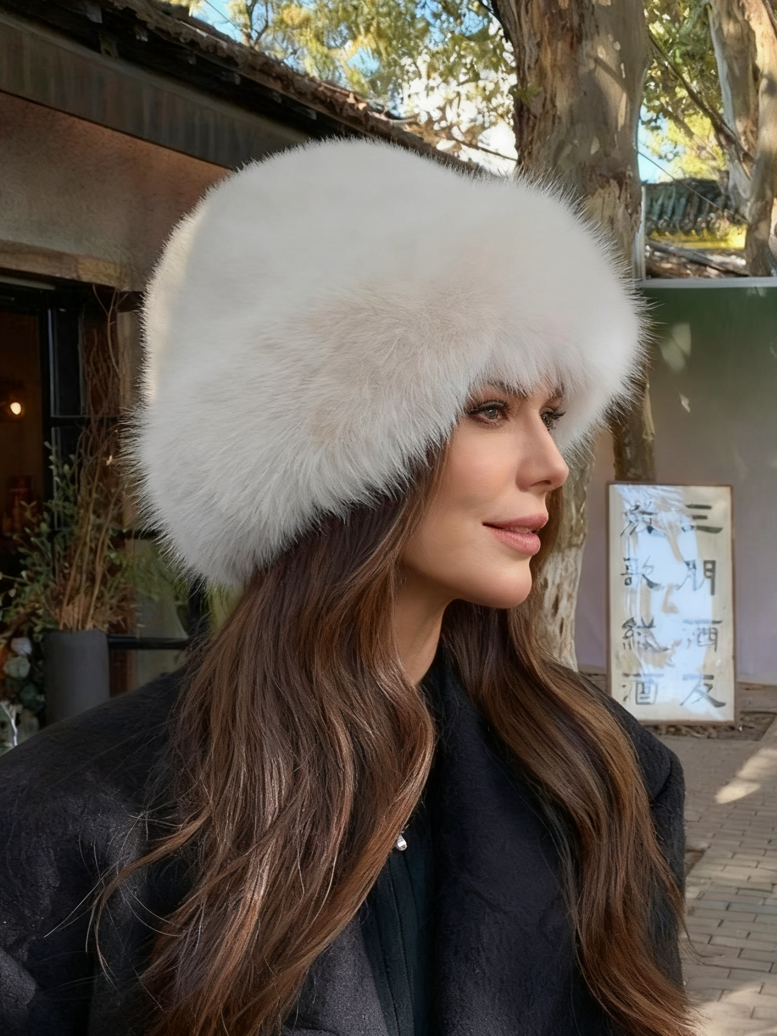 Plüsch mongolisch Hut für Damen Verdickt Herbst und Winter Winddicht Kältebeständig Warm Becken Hut Nachahmung Nerz Pelz Ohrenschützer Fischer Hut