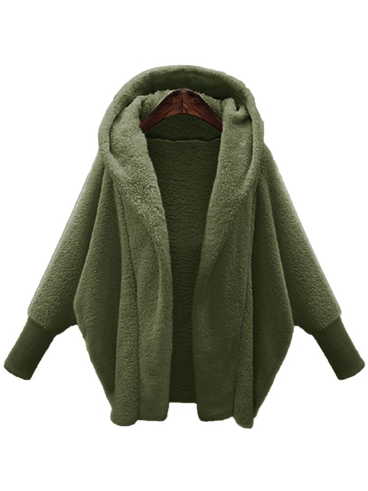 Damen Unifarben Winter Oberbekleidung Dolman-Ärmel Lässig Nahtverarbeitung Mittellang Reverskragen Mantel