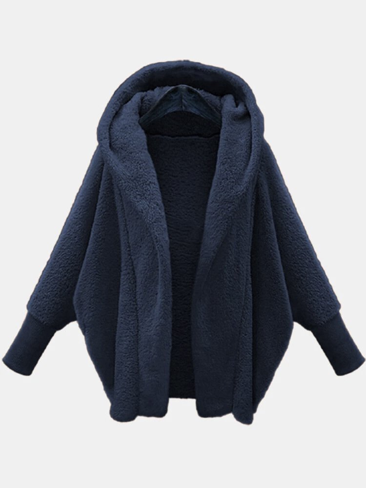 Damen Unifarben Winter Oberbekleidung Dolman-Ärmel Lässig Nahtverarbeitung Mittellang Reverskragen Mantel