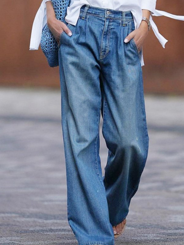 Damen Unifarben Lang Elastische Taille Hose Lässig Frühling/Herbst Hose