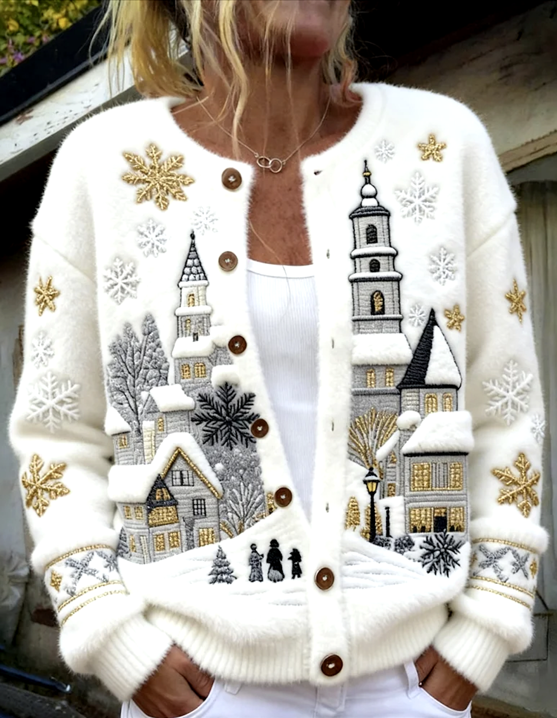 Damen Weihnachten Langarm Stehkragen Lässig Frühling/Herbst Strickjacke Oberbekleidung
